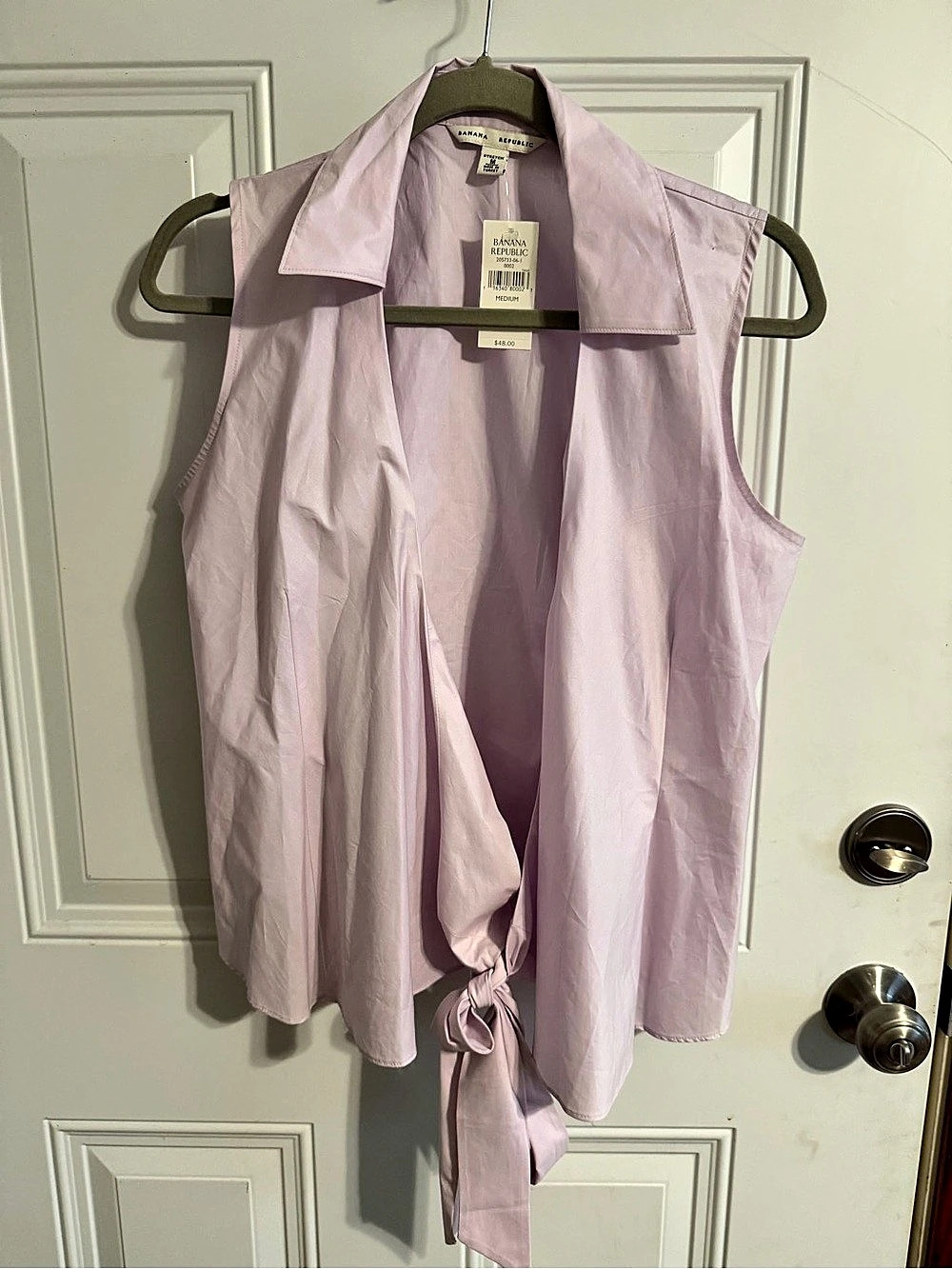 Banana Republic Stretch Sleeveless Tie Front Top Pink Medium NWT